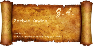 Zerbes Andos névjegykártya